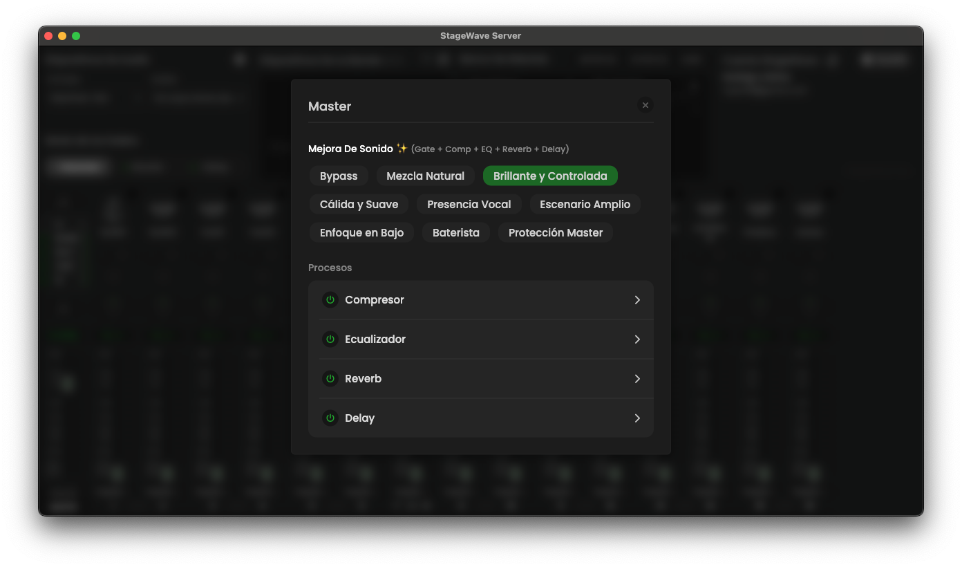 Presets de StageWave Server